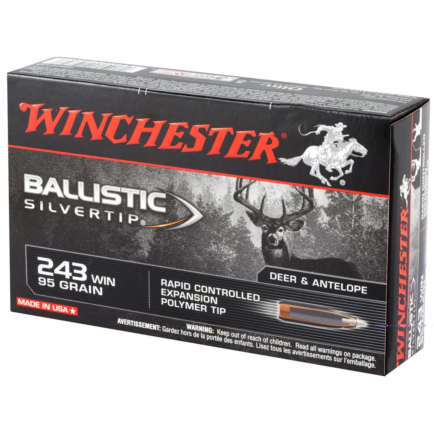 Winchester Ammunition, Supreme, 243WIN, 95 Grain, Supreme Ballistic Silvertip  (20 Round Box)