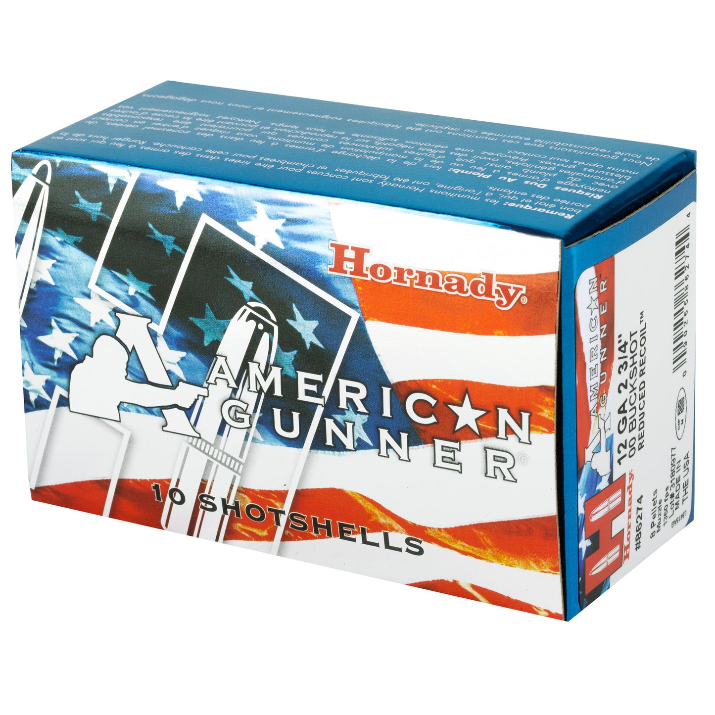 Hornady, American Gunner, 12Ga 2.75", 00 Buckshot, Low Recoil  (10 Round Box)