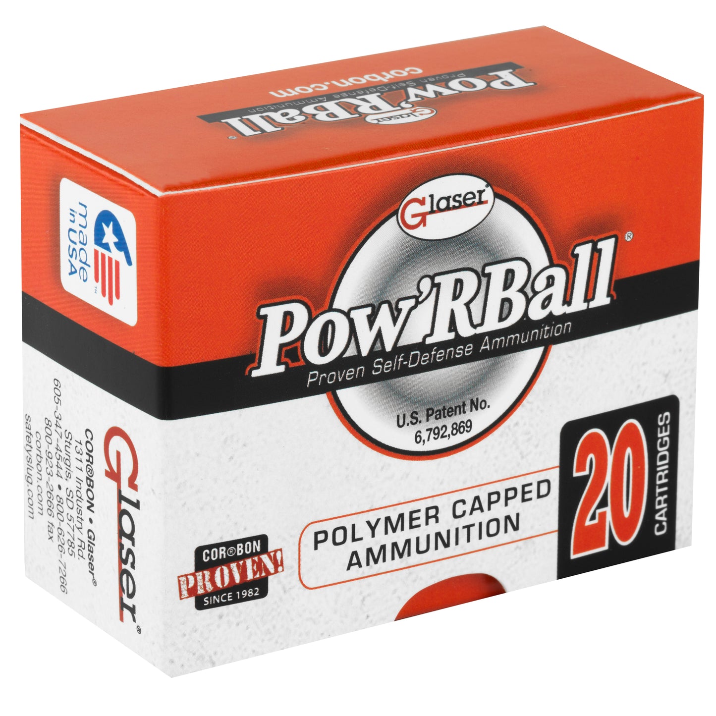 Corbon Ammo, Pow'rBall, 32ACP, 55 Grain, Polymer-Tipped, 20 Round Box