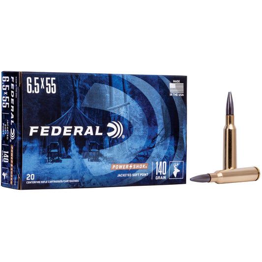 Federal, PowerShok, 6.5X55 Swedish, 140 Grain, Soft Point, 20 Round Box