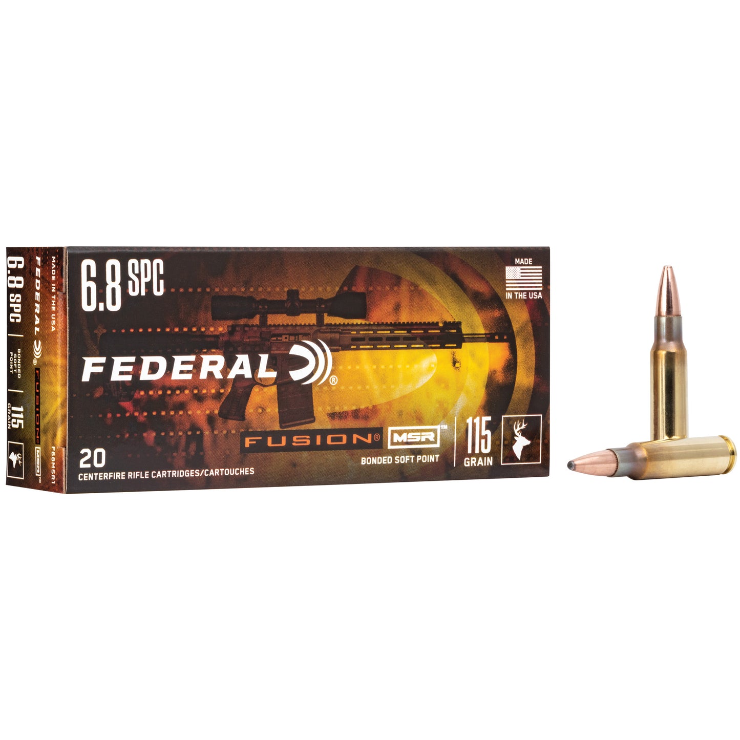 Federal, Fusion, 6.8SPC, 115 Grain, Soft Point, 20 Round Box