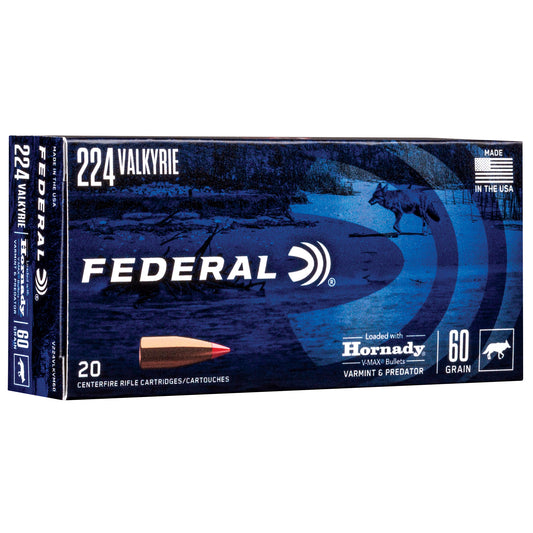 Federal, Varmint and Predator, 224 Valkyrie, 60 Grain, V-Max, 20 Round Box