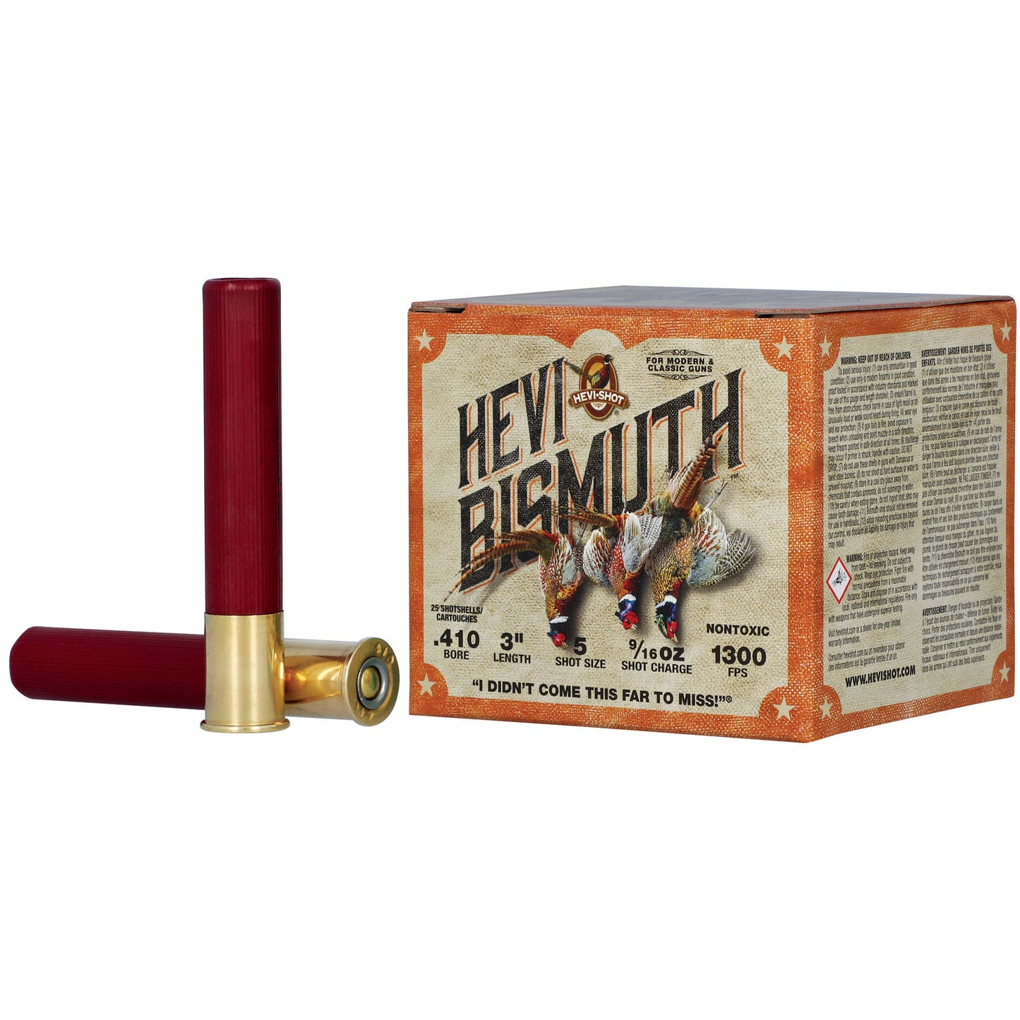 HEVI-Shot, Hevi-Bismuth Upland, 410 Bore, 3" Chamber, #5 Shot, Steel Pellets  (25 Round Box)