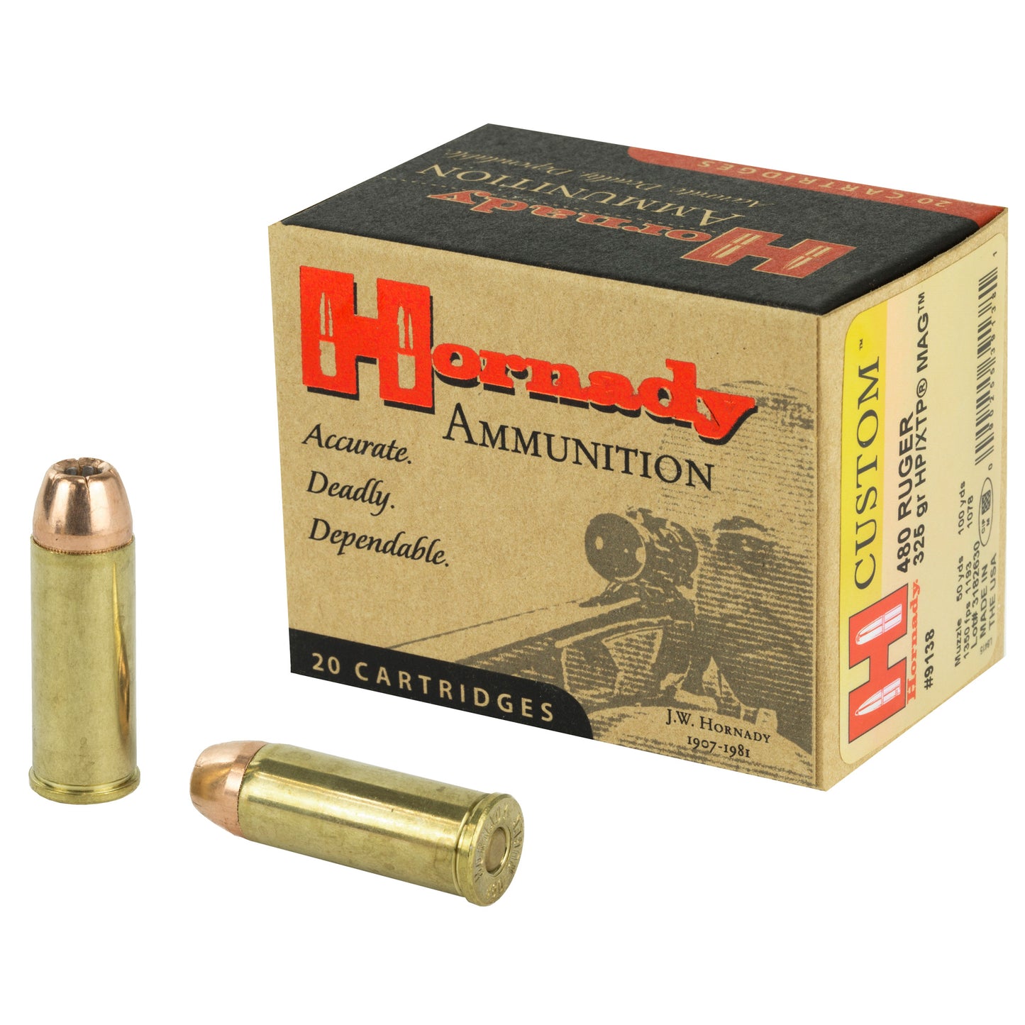 Hornady, Custom, 480 Ruger, 325 Grain, XTP, 20 Round Box