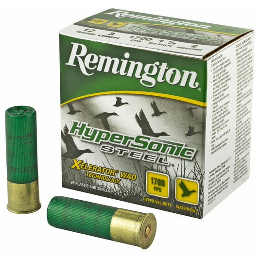 Remington, HyperSonic, 12 Gauge, 3", 1.25 oz., Steel, #2, Lead Free  (25 Round Box)