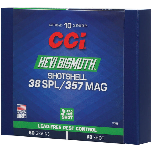 CCI Ammunition, Hevi-Bismuth, 38 Special/357 Magnum, #8 Bismuth Shot, 10 Round Box