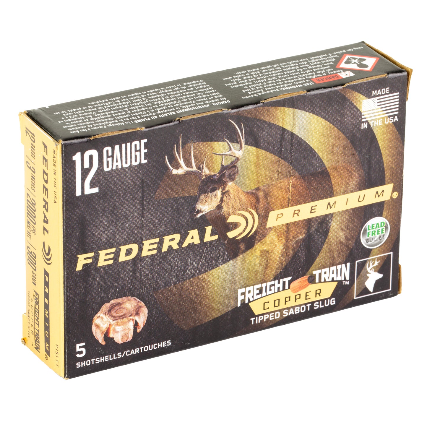 Federal, Freight Train, 12 Gauge, 3", 300 Grain, Copper Sabot, (5 Round Box)