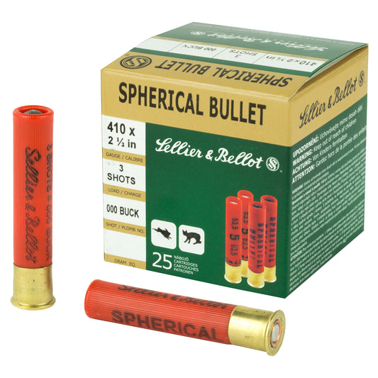 Sellier & Bellot, Shotshell, 410 Gauge, 2.5" Chamber, Buckshot 3 Balls  (25 Round Box)