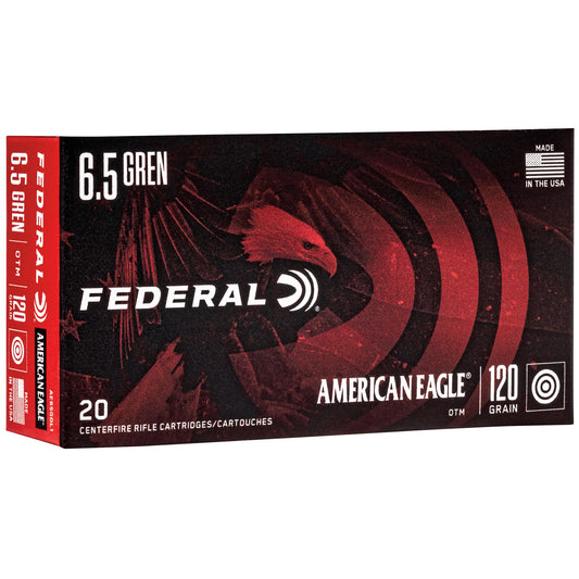 Federal, American Eagle, 6.5 Grendel, 120 Grain, Open Tip Match, 20 Round Box