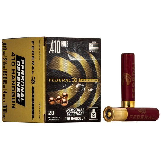 Federal, Personal Defense, 410 Gauge 2.5", 000 Buck, Buckshot, 4 Pellets  (20 Round Box) Designed for Handgun