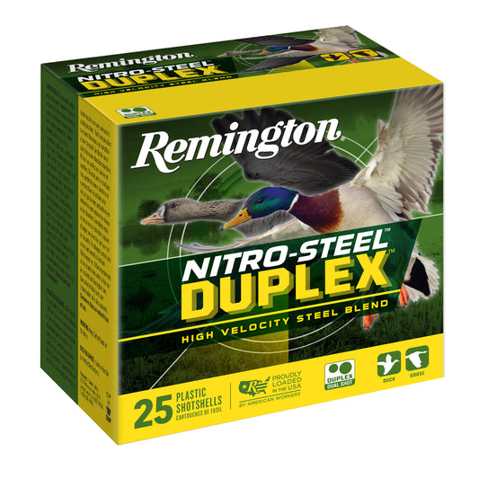 Remington, Nitro Steel Duplex, Field &amp; Timber, 12 Gauge, 3", #2 and #4 Shot, Zinc-Plated Steel  (25 Round Box)