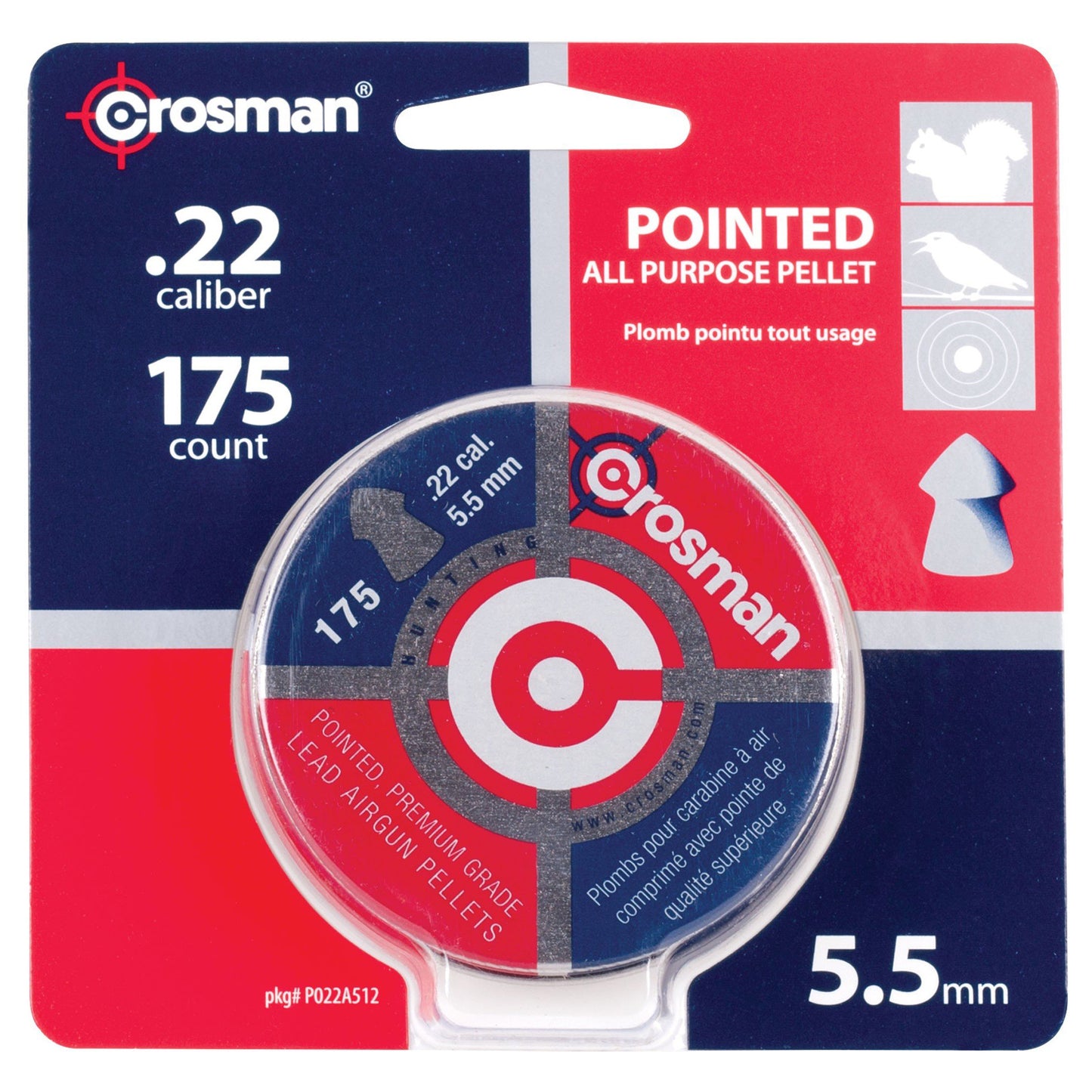 CROSMAN .22 POINTED PELLETS 175/TIN