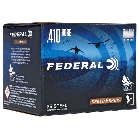 Federal, Speed-Shok Hight Velocity Steel Shot, .410 Gauge,. 3", #6,  3/8 oz, Steel Shot  (25 Round Box)