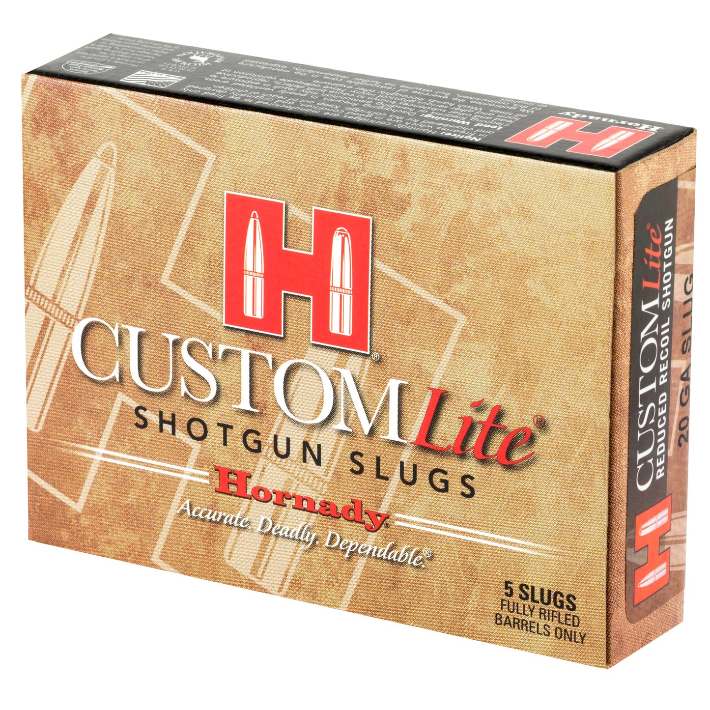 Hornady, Custom Lite, 20Ga FTX, 2.75", 250 Grain, Sabot Slug  (5 Round Box)