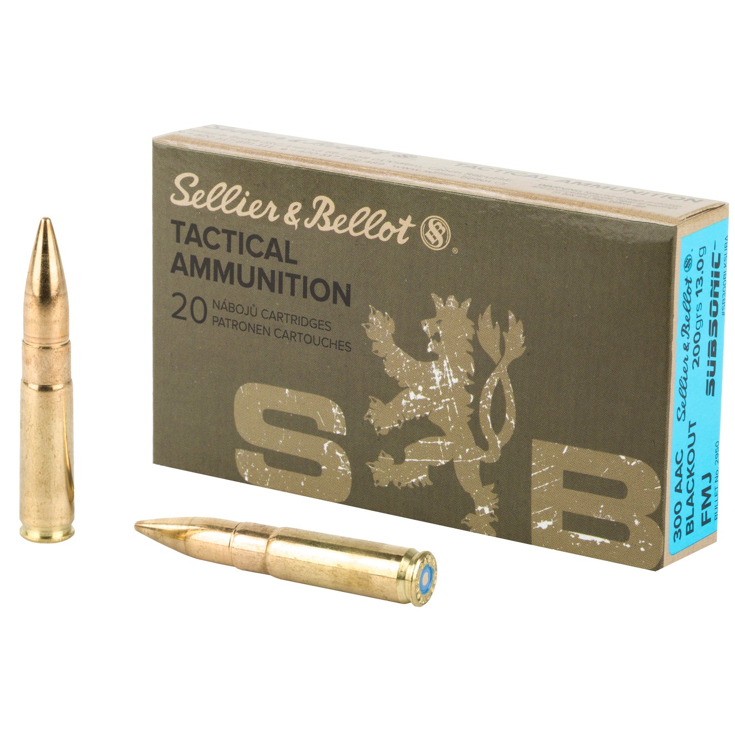 Sellier &amp; Bellot, Rifle, 300 Blackout, 200 Grain, Full Metal Jacket, Subsonic, (20 Round Box)