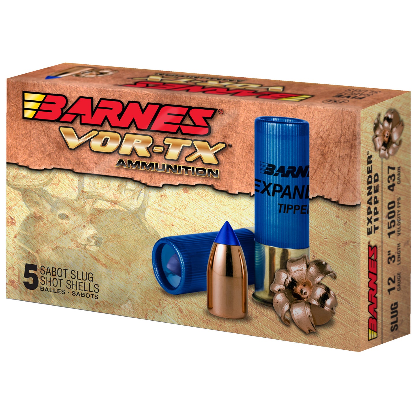 Barnes, VOR-TX, 12 Gauge 3", 438 Grain Slug, Shotshell  (5 Round Box)