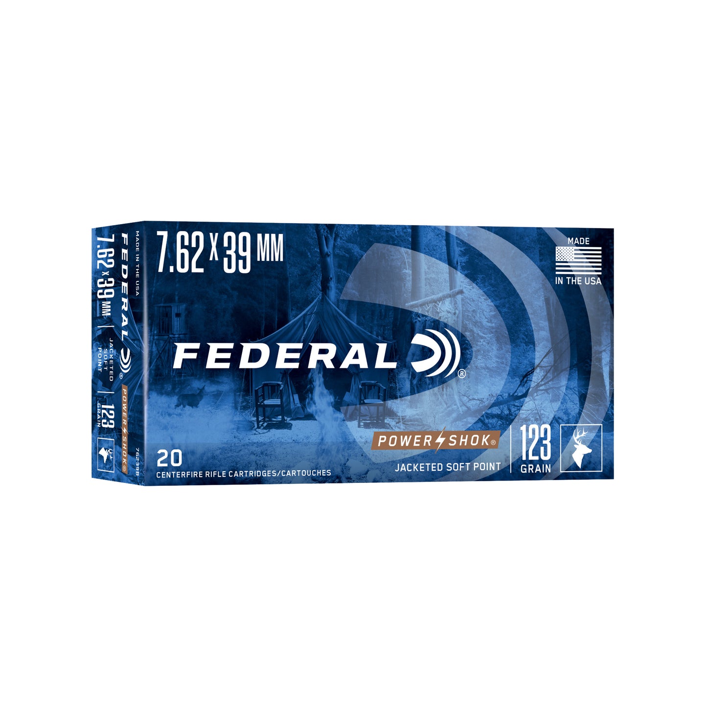 Federal, PowerShok, 7.62X39, 123 Grain, Soft Point, (20 Round Box)