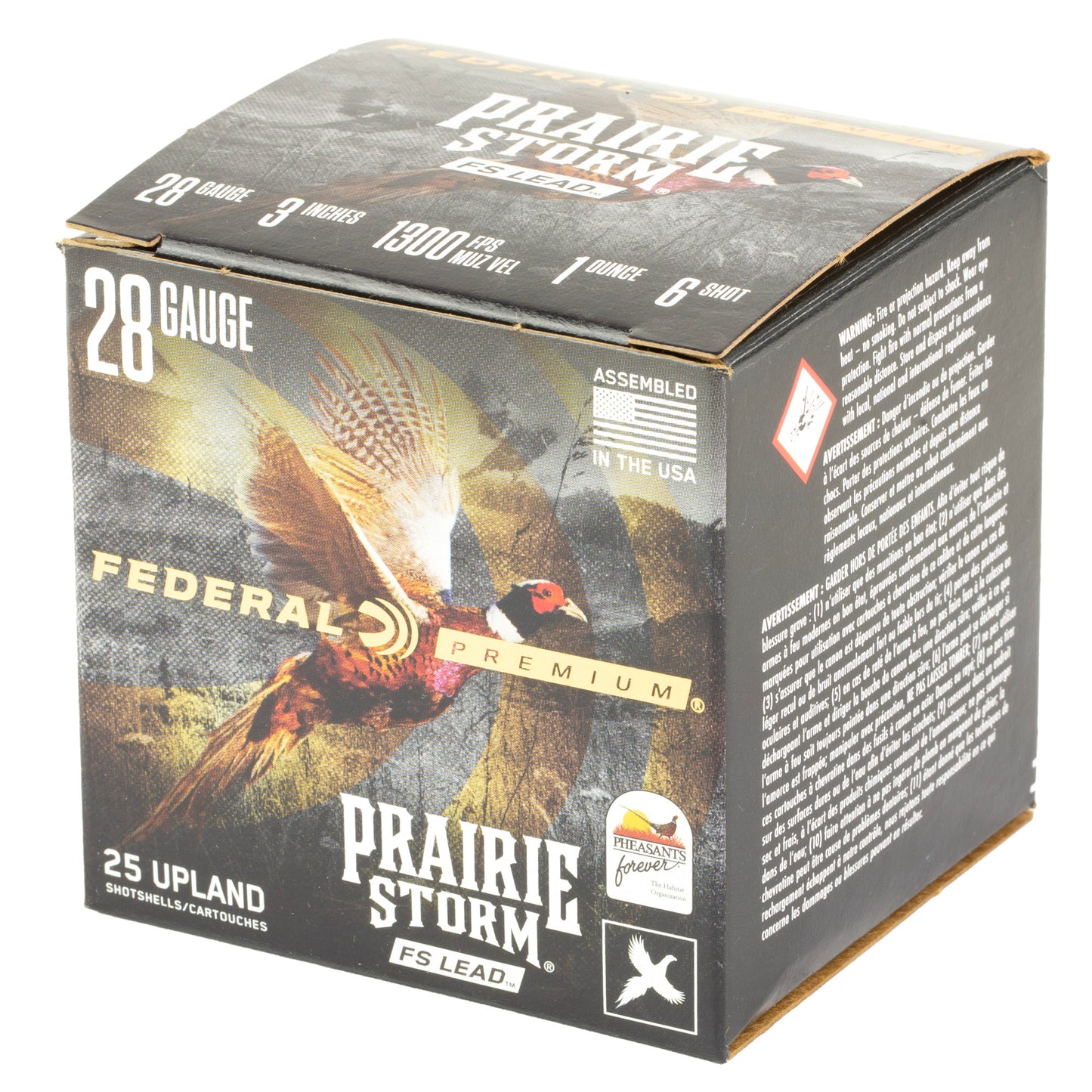 Federal, Prairie Storm, FLIGHTCONTROL FLEX WAD, 28 Gauge, 3", #6 Shot, 7/8oz, CPL/Nickel-plated Lead Pellets  (25 Round Box)