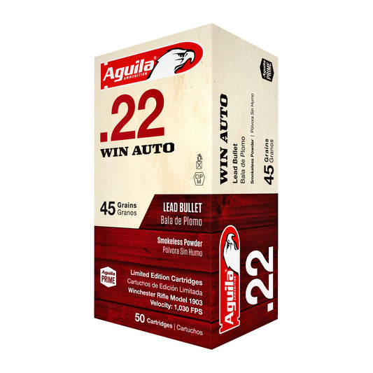 Aguila Ammunition, Rifle, 22 Winchester Automatic, Solid Point, 45Gr, Made for Winchester 1903, (50 Round Box)