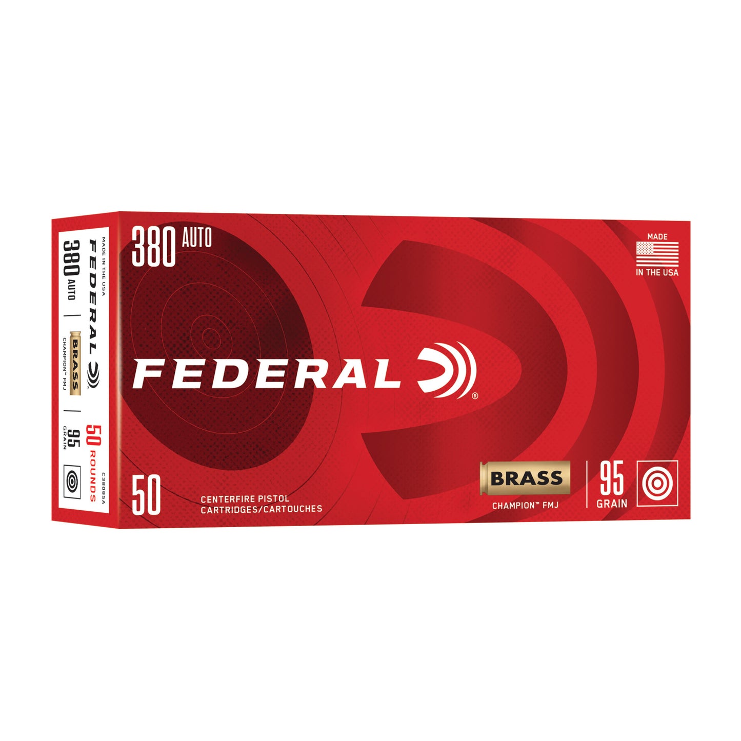 Federal, Champion, 380 Auto, 95 Grain, Full Metal Jacket, 50 Round Box