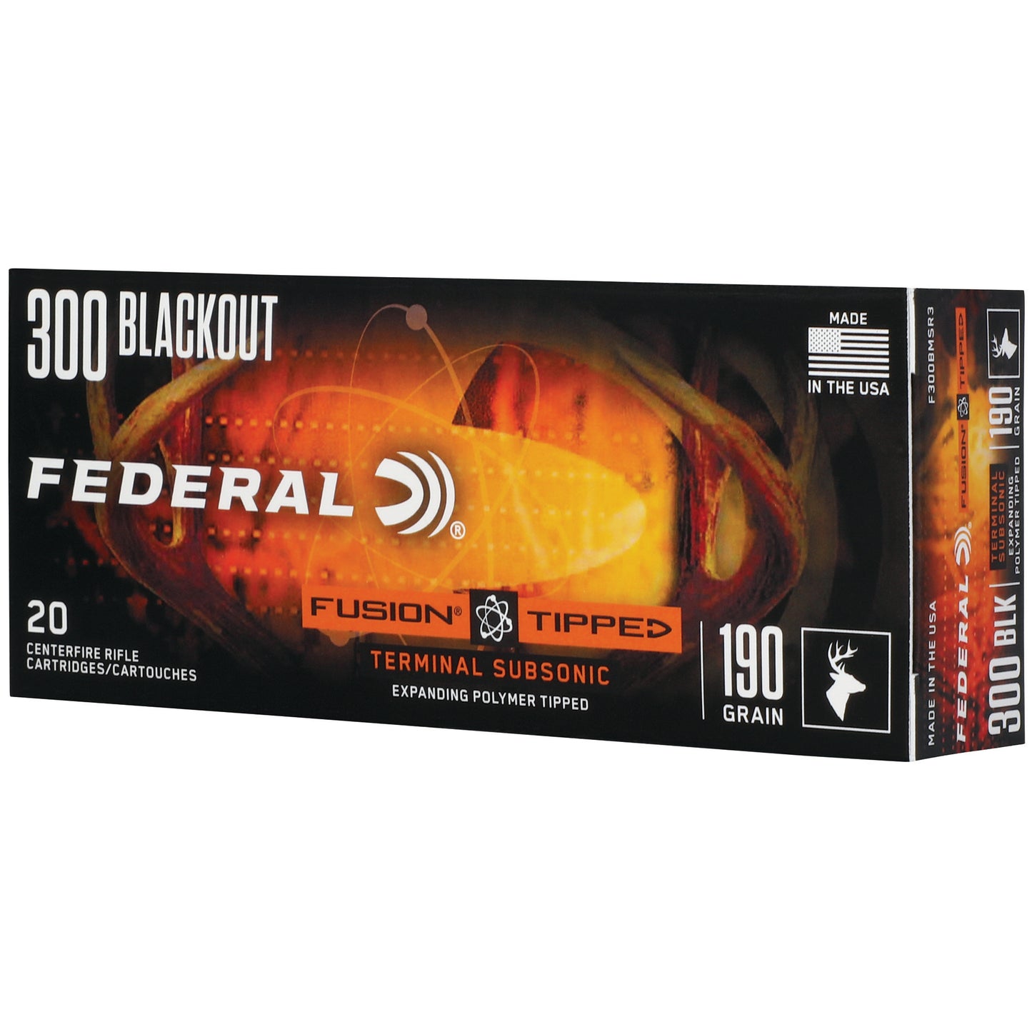 Federal, Fusion, 300 Blackout, 190 Grain, Fusion Polymer Tip, (20 Round Box)