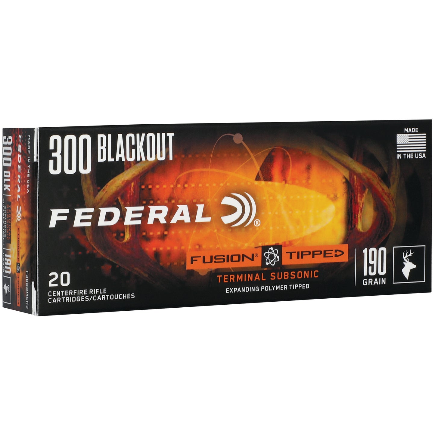 Federal, Fusion, 300 Blackout, 190 Grain, Fusion Polymer Tip, (20 Round Box)