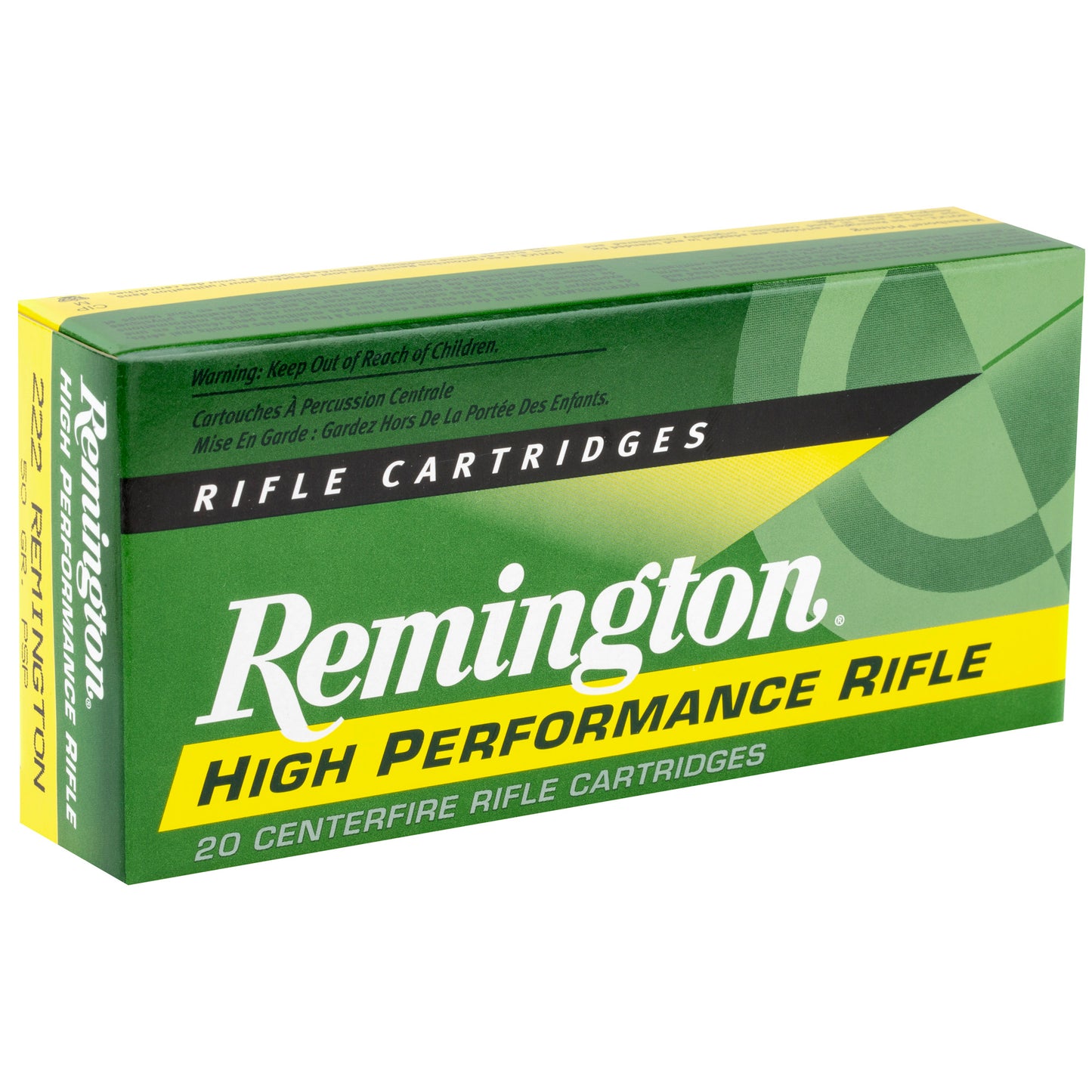 Remington, High Performance, 222REM, 50 Grain, Pointed Soft Point, 20 Round Box