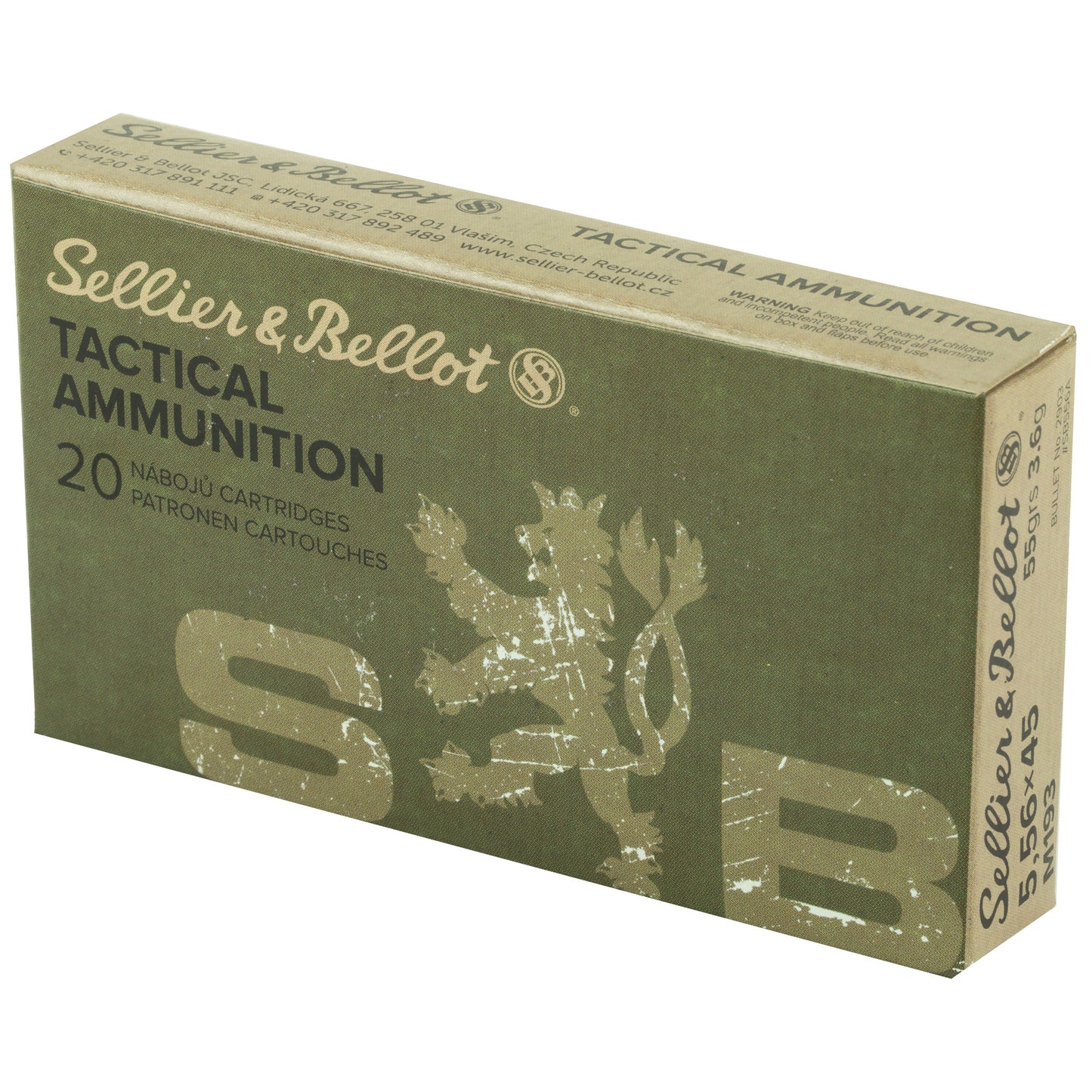 Sellier &amp; Bellot, Rifle, 556 NATO, 55Gr, Full Metal Jacket, 20 Round Box