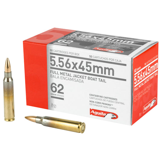 Aguila Ammunition, Rifle, 556NATO, 62 Grain, Full Metal Jacket Boat Tail, (50 Round Box)