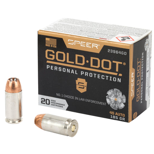 Speer Ammunition, Speer Gold Dot, Personal Protection, 45ACP, 185 Grain | HP |  (20 Round Box)