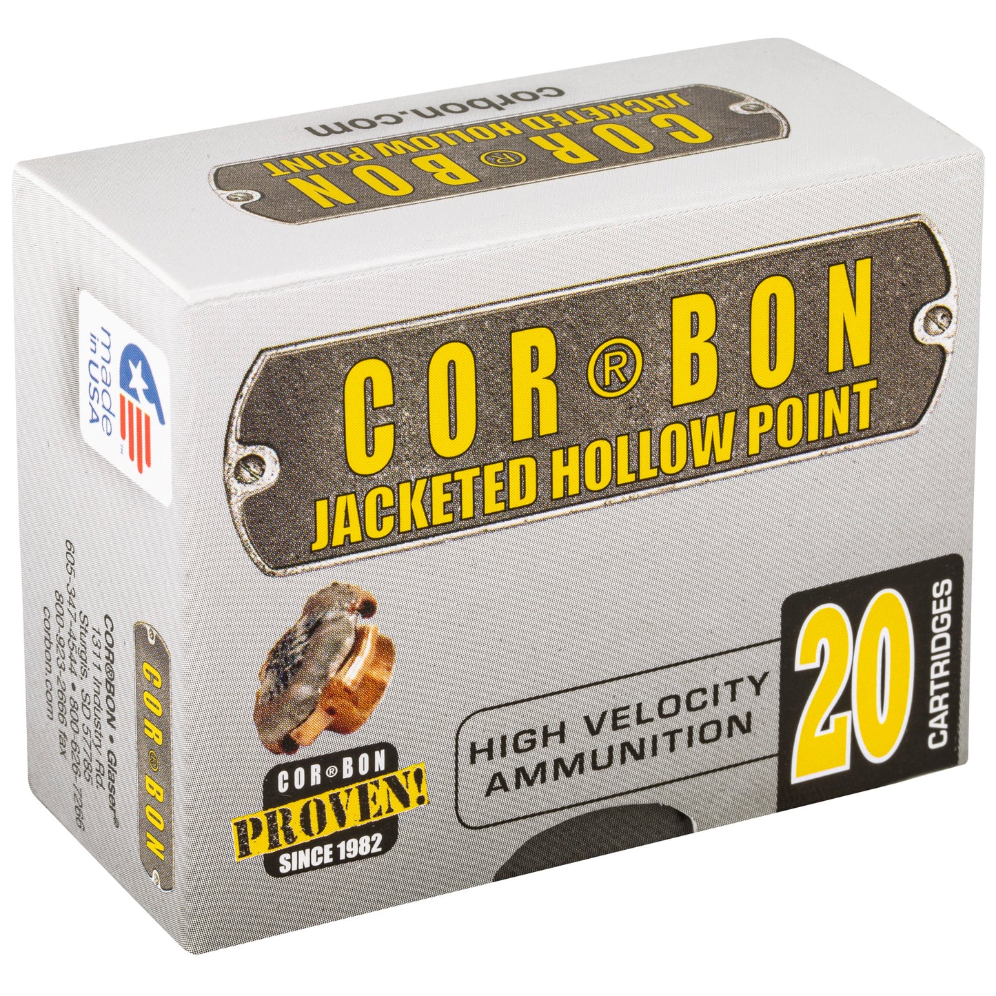 Corbon Ammo, Self Defense, 32ACP, 60 Grain, Jacketed Hollow Point, 20 Round Box