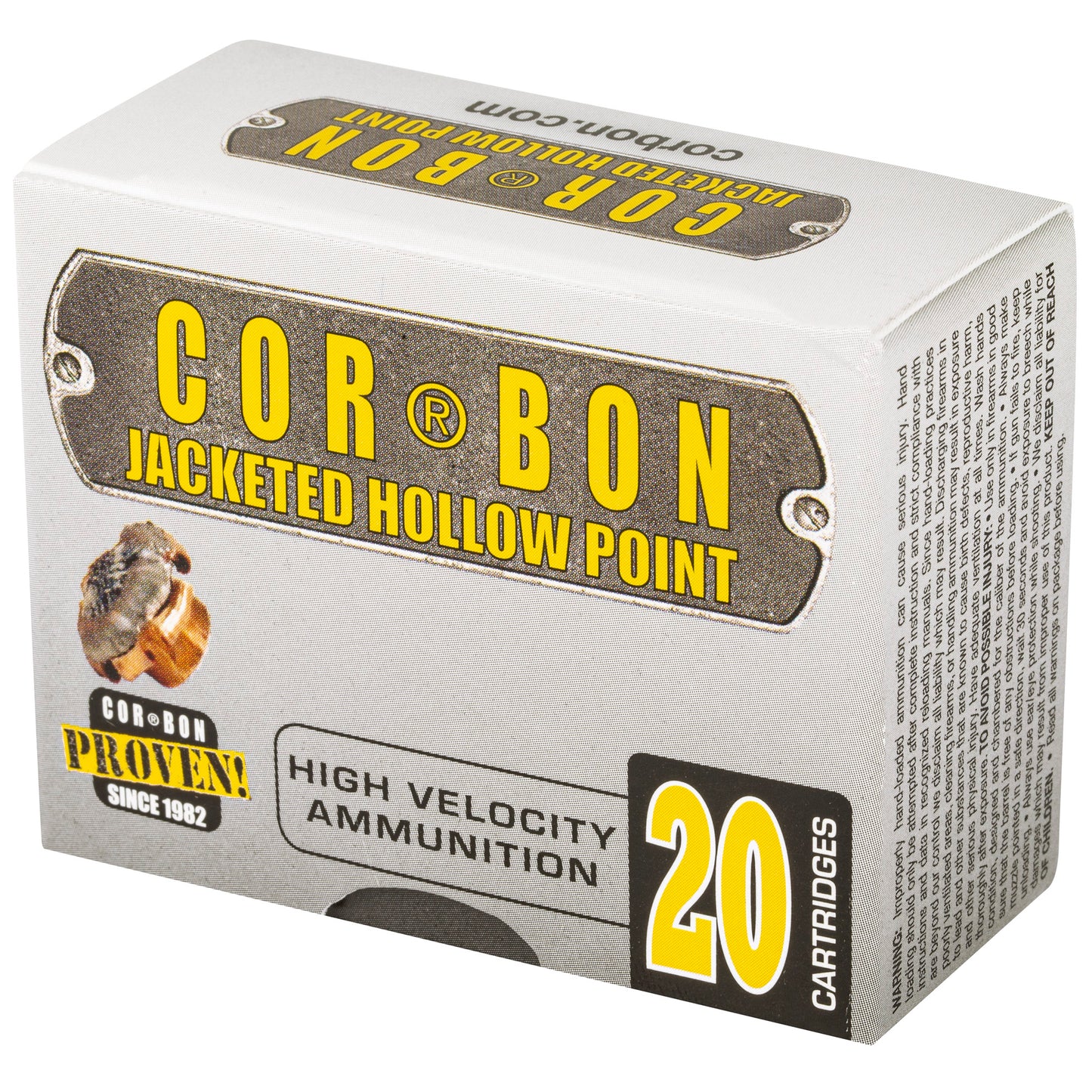 Corbon Ammo, Self Defense, 32ACP, 60 Grain, Jacketed Hollow Point, 20 Round Box