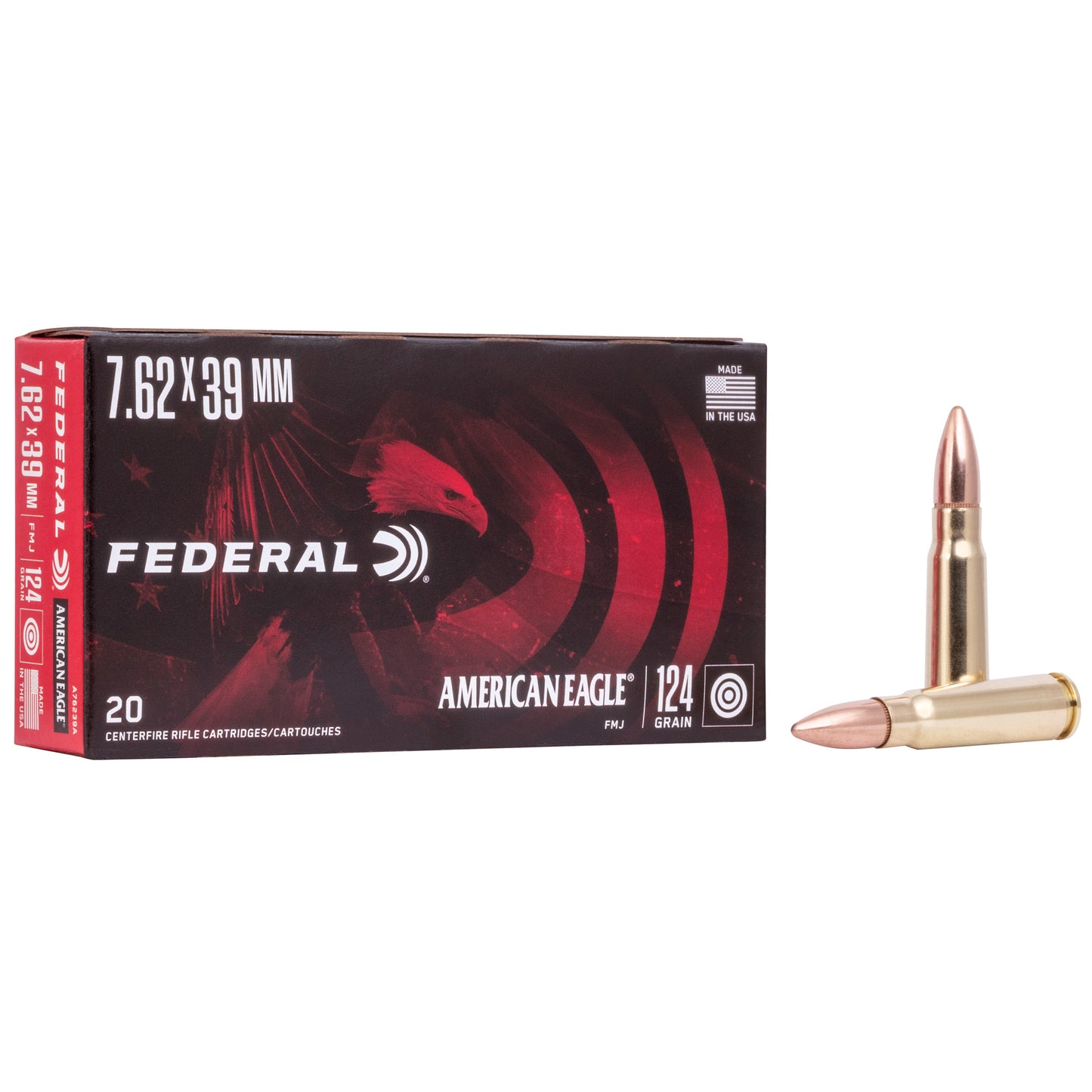 Federal, American Eagle, 762X39, 124 Grain, Full Metal Jacket, 20 Round Box