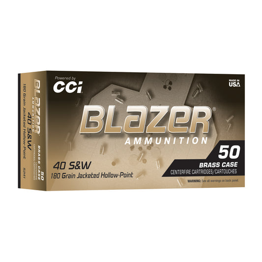 Blazer Ammunition, Blazer Brass Hollow Point, 40 S&W 180 Grain, Jacketed Hollow Point, (50 Round Box)