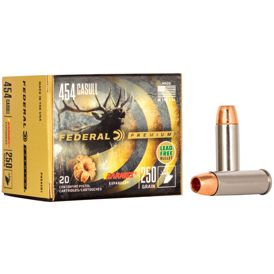 Federal, Premium, 454 Casull, 250 Grain, Barnes Expander, Lead Free, (20 Round Box)