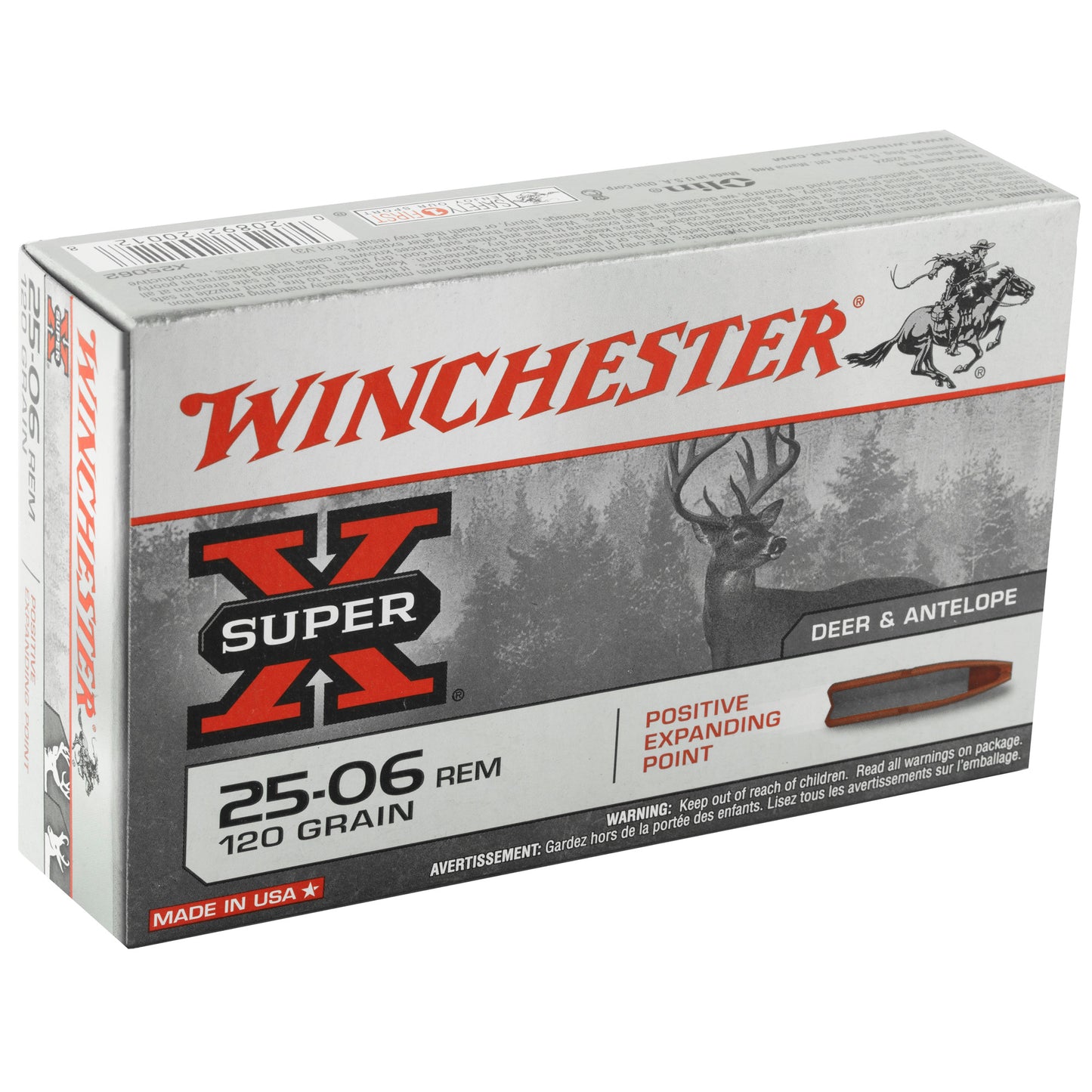 Winchester Ammunition, Super-X, 25-06REM, 120 Grain, Positive Expanding Point  (20 Round Box)