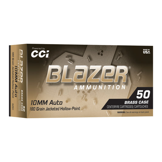 Blazer Ammunition, Blazer Brass Hollow Point, 10MM, 180 Grain, Jacketed Hollow Point, 50 Round Box