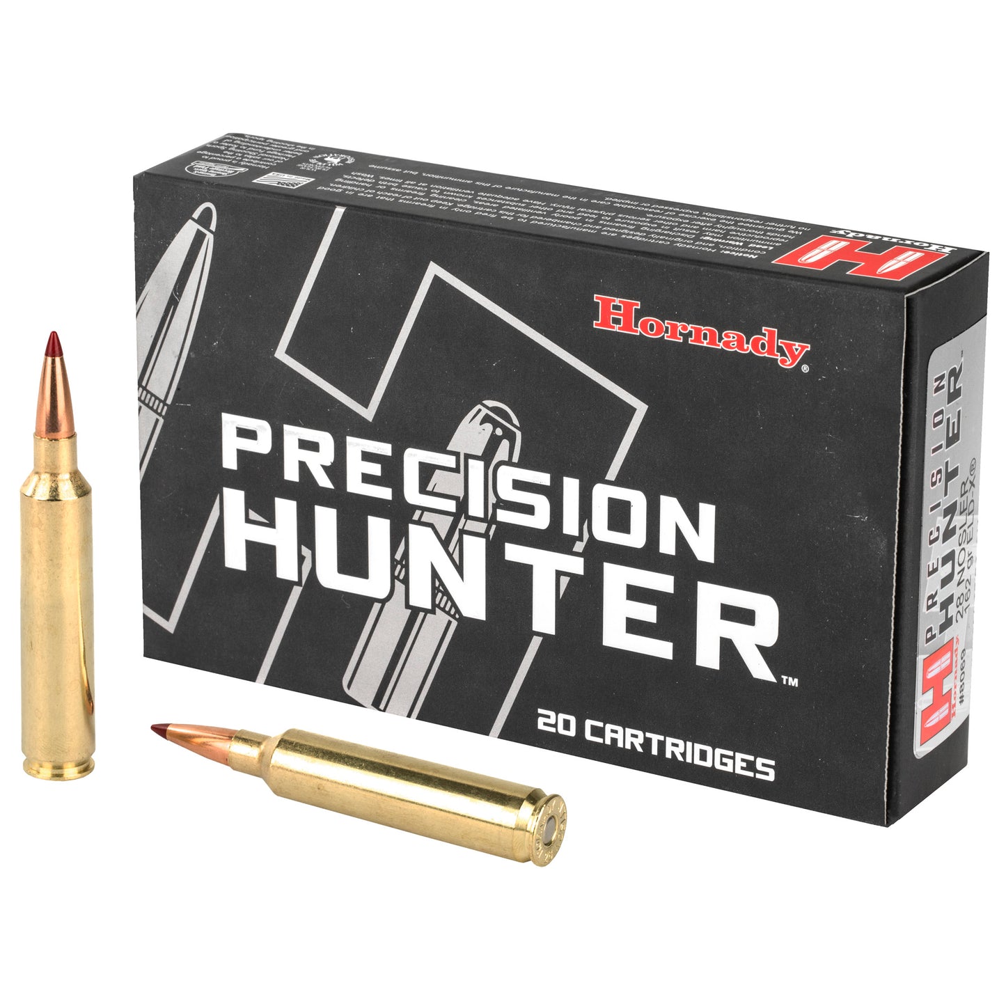 Hornady, Precision Hunter, 28 Nosler, 162 Grain, ELD-X, 20 Round Box