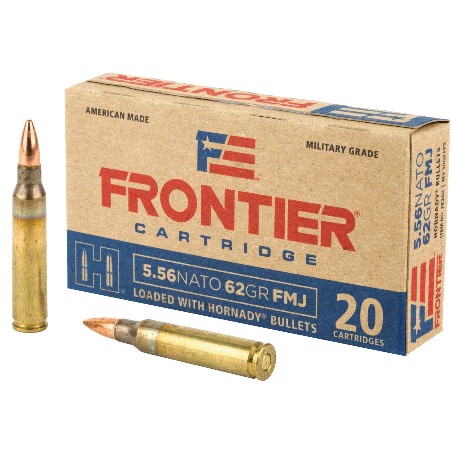 Frontier Cartridge, Lake City, 556 NATO, 62 Grain, Full Metal Jacket, (20 Round Box)