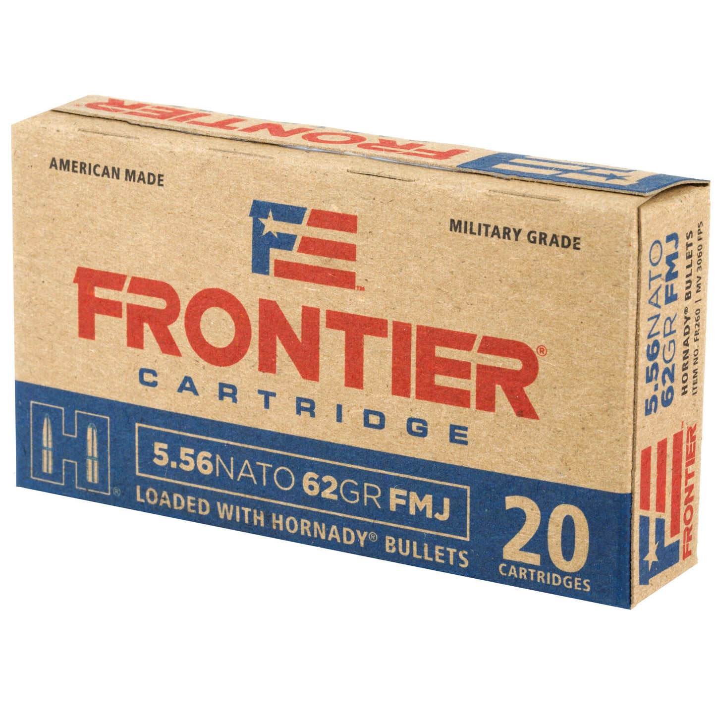 Frontier Cartridge, Lake City, 556 NATO, 62 Grain, Full Metal Jacket, (20 Round Box)