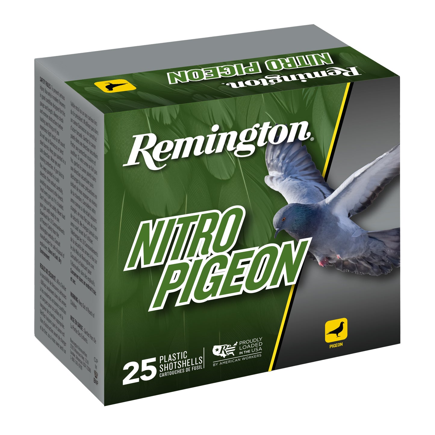 Remington, Nitro Pigeon, 12 Gauge, 2.75" Chamber, #7.5 Shot, Copper Plated Hard Lead  (25 Round Box)