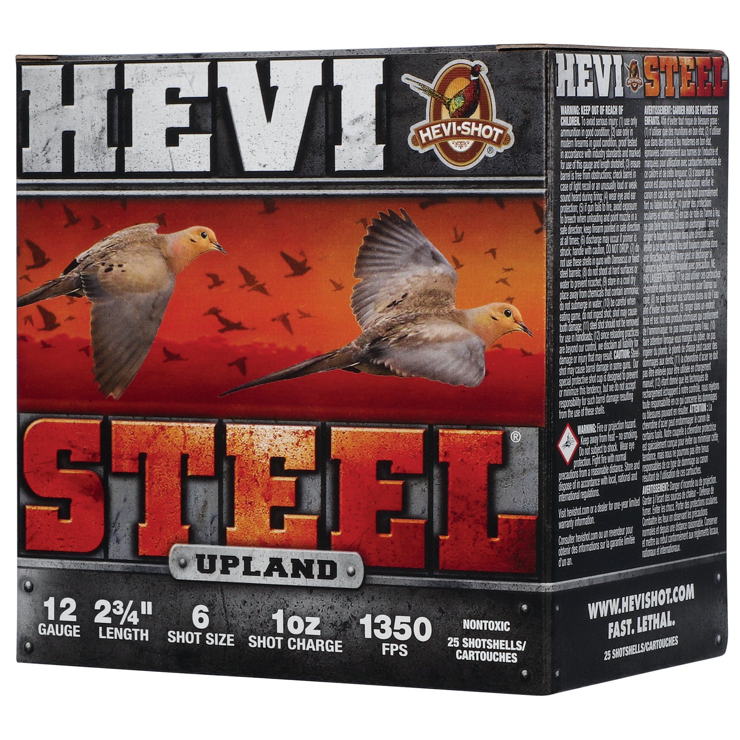 HEVI-Shot, Hevi-Steel Upland, 12 Gauge, 2.75" Chamber, #6 Shot, Steel Pellets  (25 Round Box)