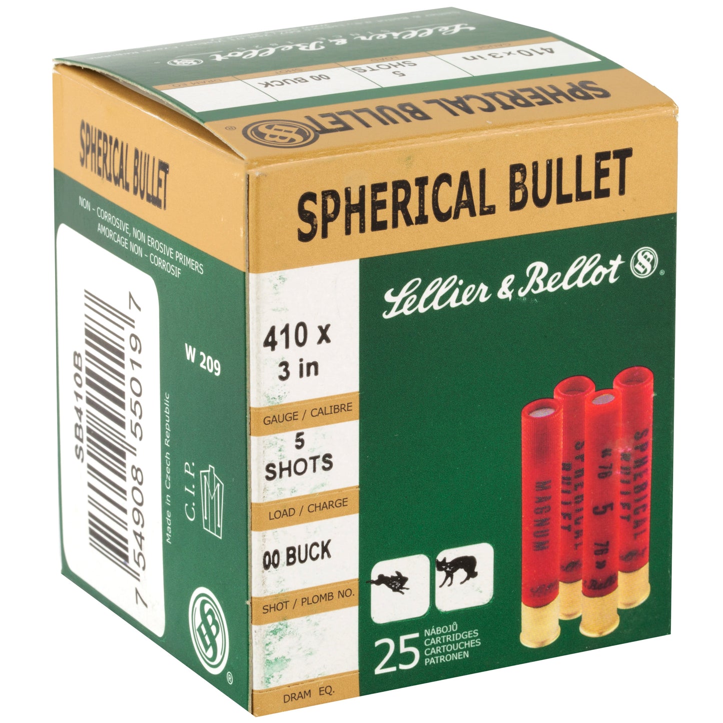 Sellier & Bellot, Super Speed, 410 Gauge, 3" Chamber, Buckshot 5 Pellets  (25 Round Box)