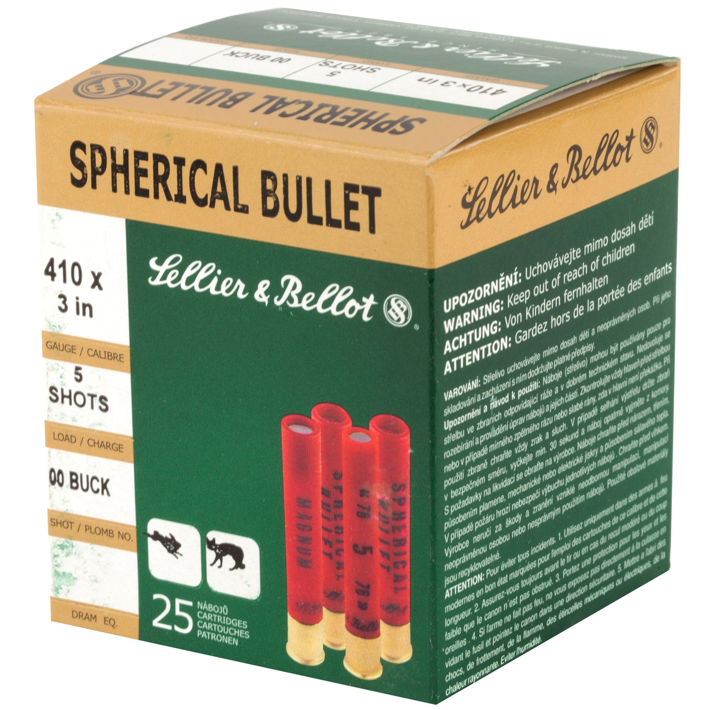 Sellier & Bellot, Super Speed, 410 Gauge, 3" Chamber, Buckshot 5 Pellets  (25 Round Box)