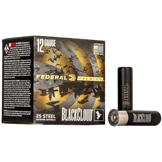 Federal, Premium, Black Cloud FS Steel with Flightcontrol Flex Wad, 12 Gauge 3.5", #4, 1 1/2oz, Steel Shot, (25 Round Box)