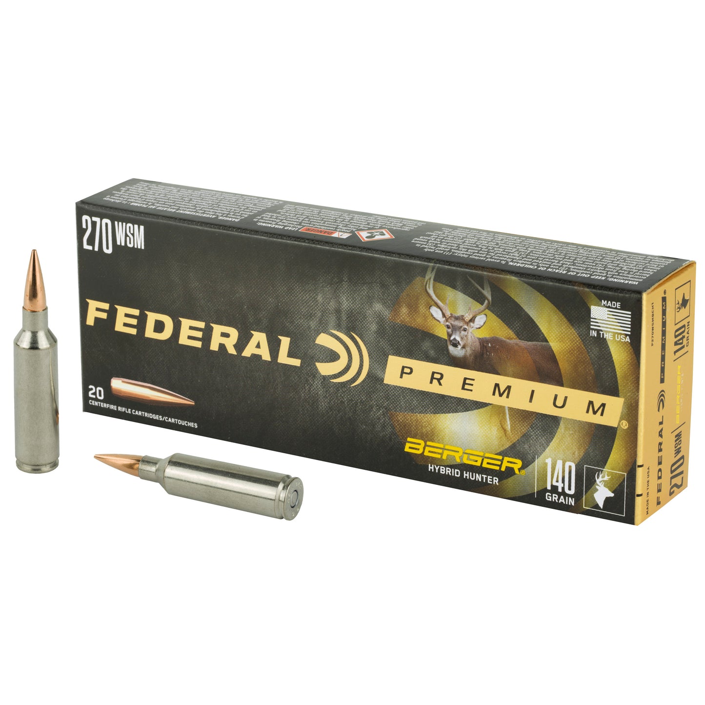 Federal, Premium, Berger Hybrid Hunter, 270 Winchester Short Magnum, 140Grain  (20 Round Box)