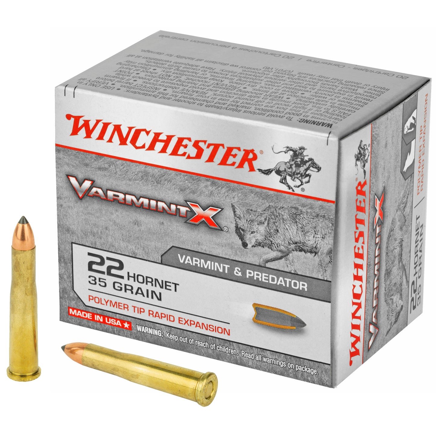 Winchester Ammunition, Varmint X, 22 Hornet, 35 Grain, Polymer Tip  (20 Round Box)