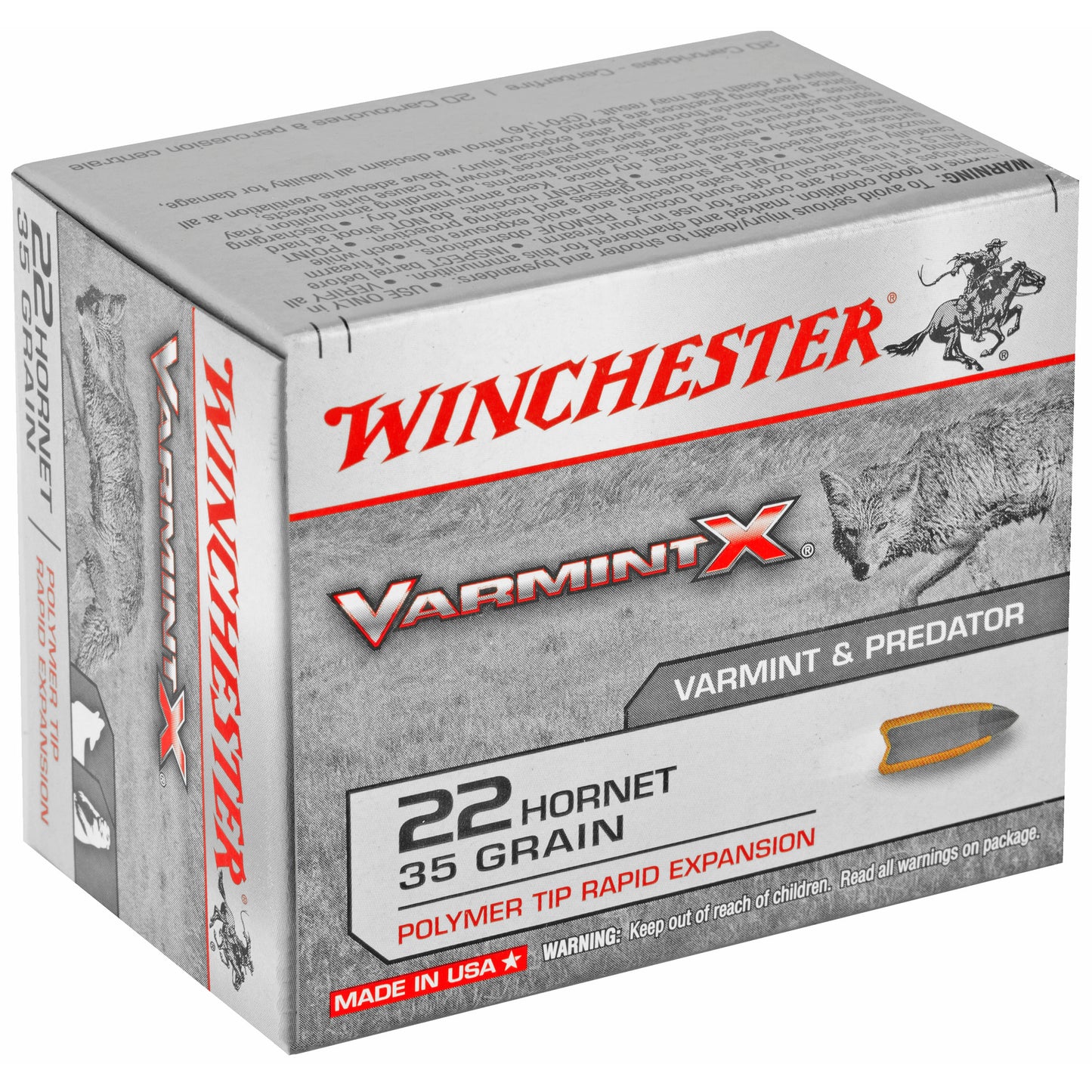 Winchester Ammunition, Varmint X, 22 Hornet, 35 Grain, Polymer Tip  (20 Round Box)