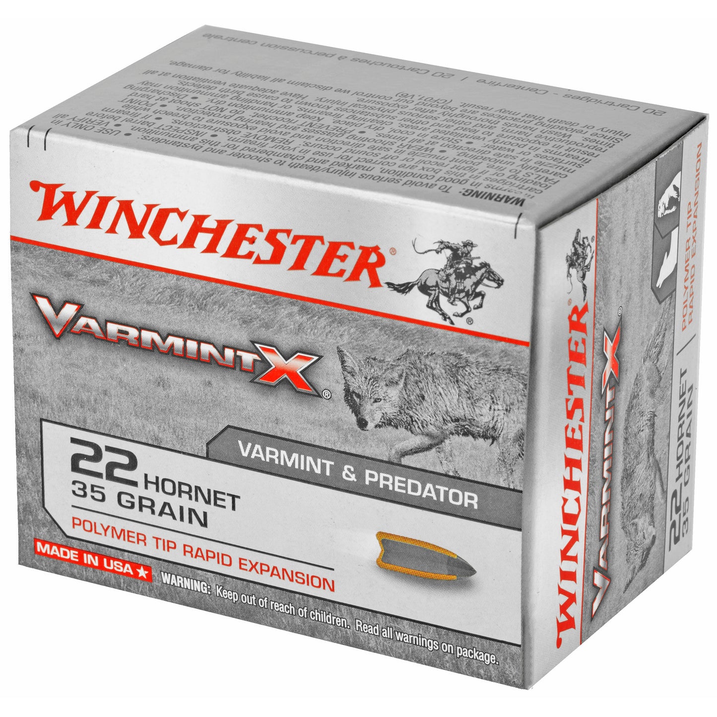 Winchester Ammunition, Varmint X, 22 Hornet, 35 Grain, Polymer Tip  (20 Round Box)