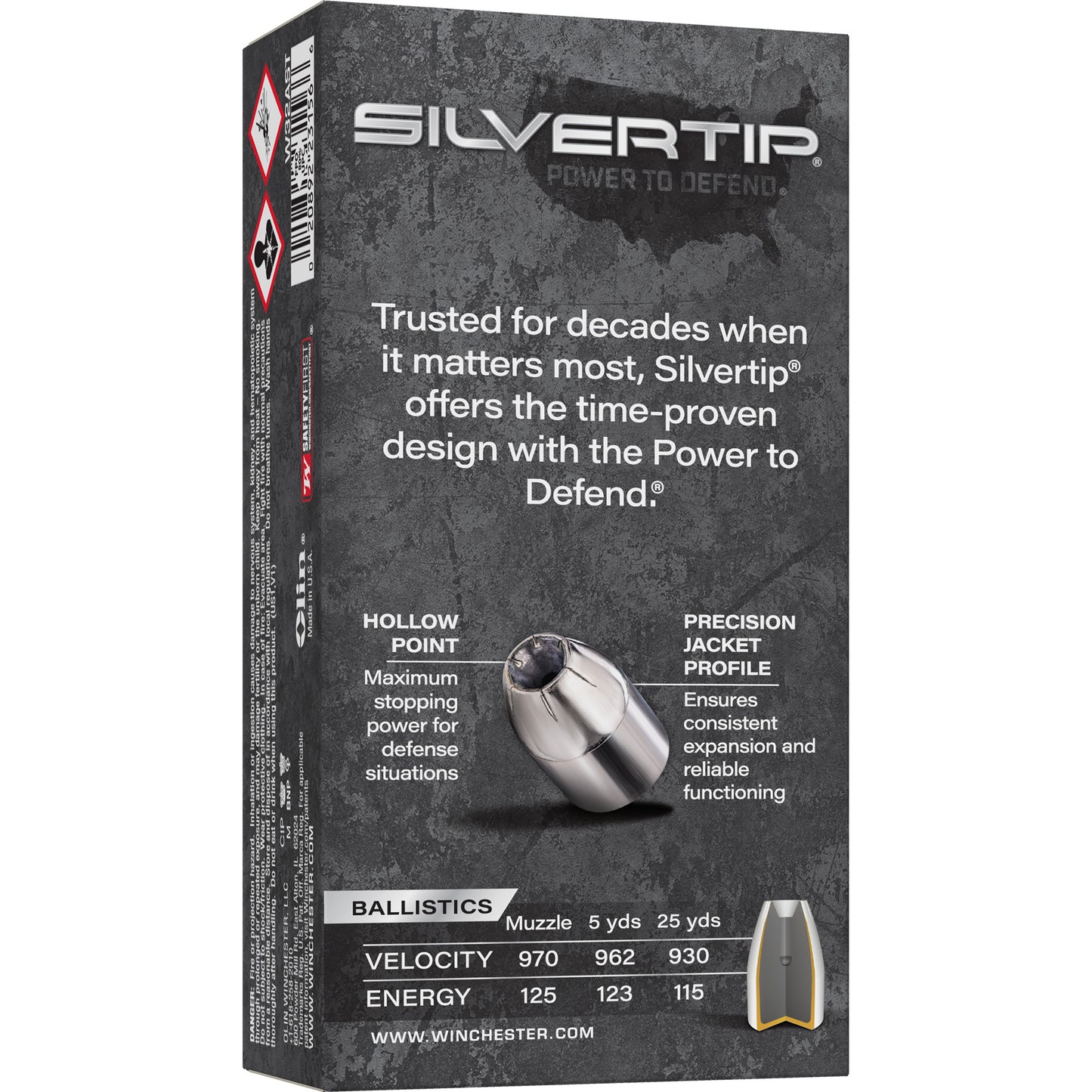 Winchester Ammunition, SILVERTIP, 32 Auto, 60 Grain, Jacketed Hollow Point  (50 Round Box)